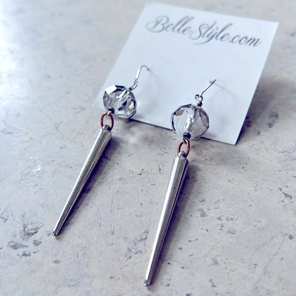 BelleStyle Silver Spike Earrings